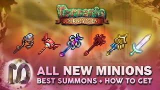 All New Minions Summons Summoner Staffs  Terraria 14 Journeys End  How to get summon weapons [upl. by Dumas585]