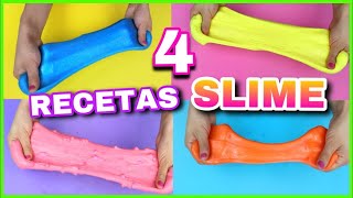 4 RECETAS PARA HACER SLIME  SLIME FÁCIL Y SIN BÓRAX  NatyGloss [upl. by Sutsuj]