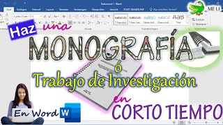 HACER UNA MONOGRAFÍA O TRABAJO DE INVESTIGACIÓN EN WORD [upl. by Red]