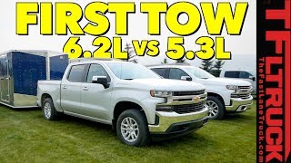 Compared 2019 Chevy Silverado 1500 53L vs 62L V8 First Tow Review [upl. by Annohsak536]