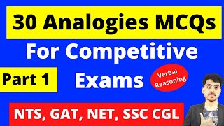 Analogies MCQs  Verbal Reasoning Analogies Tricks For NTS and All Competitive Exams Part 1 [upl. by Orlando]