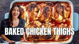 Baked Chicken Thighs with Big Mediterranean Flavors [upl. by Jonie]