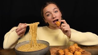 ASMR MUKBANG  Chicken nuggets amp Noodles [upl. by Nodnarg203]