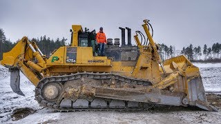 Massive Komatsu D475A dozer pushing overburden [upl. by Irahc769]