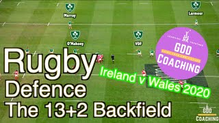 Ireland 132 Backfield Defence Structure  Rugby Analysis  Ireland v Wales Six Nations GDD Coaching [upl. by Bradly]