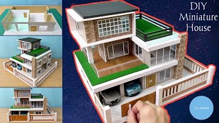 Modern Residential Building Model DIY from Cardboard [upl. by Sorel643]