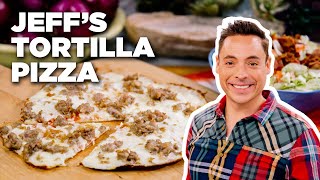 Crispy Tortilla Pizza with Jeff Mauro  The Kitchen  Food Network [upl. by Atiuqehc950]