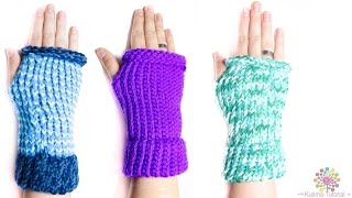 Kntting Loom  Stulpe  fingerlose Handschuhe [upl. by Llerref]