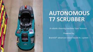 T7AMR RideOn Robotic Scrubber Industrial Application  Product Overview  Tennant Company [upl. by Nidnarb]