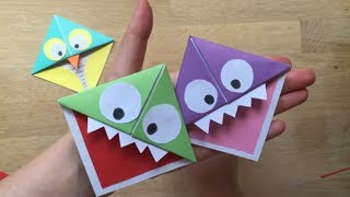 Easy Paper Monster amp Owl Corner Bookmarks [upl. by Ahcim84]