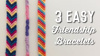 3 EASY BEGINNERS FRIENDSHIP BRACELETS  Twisted Striped amp Chevron [upl. by Iddo]