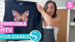 ❤️ How to Use Printable HTV for Darks Shirts  Silhouette Print and Cut [upl. by Olnek]