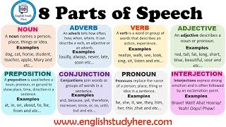 8 Parts of Speech in English  Parts of Speech Definitions and Examples [upl. by Stubstad629]