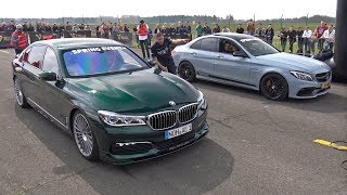 Alpina BMW B7 BiTurbo vs C63S AMG vs Audi RS6 Avant [upl. by Ititrefen]