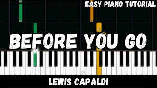 Lewis Capaldi  Before You Go Easy Piano Tutorial [upl. by Denise]