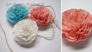 Como hacer Flores en papel seda fácil DIY ✂ [upl. by Pulcheria]