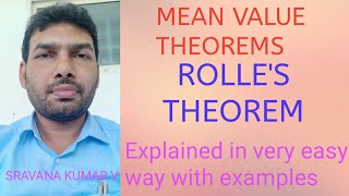 ROLLES THEOREM IN TELUGU statement and Problems [upl. by Layap]