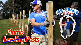 How to Set and PlumbLevel Fence Posts  Wood Fence [upl. by Raybin]