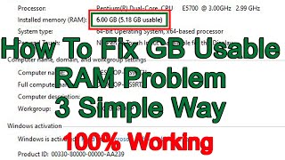 How to fix GB usable ram problem 2023  3 simple Way [upl. by Shaefer]