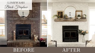 Limewash Brick Fireplace with Romabio Limewash [upl. by Anot]