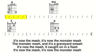 Monster Mash Bobby Pickett EASY GUITAR Chord and Lyric PlayAlong [upl. by Tayyebeb]