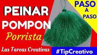 PEINAR POMPON DE RAFIA ¡LA MEJOR MANERA Tutorial  Las Tareas Creativas [upl. by Ymeon394]