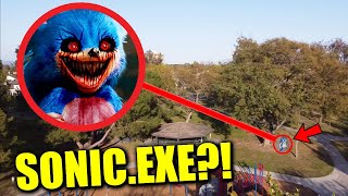 DRONE CATCHES SONICEXE AT HAUNTED PLAYGROUND RUNNING AROUND HE CAME AFTER US [upl. by Awhsoj433]