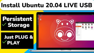 Install Ubuntu 2004 On LIVE USB  SSD With Persistent Storage Plug amp Play [upl. by Ydoj]