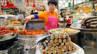 KOREAN STREET FOOD  Gwangjang Market Street Food Tour in Seoul South Korea  BEST Spicy Korean Food [upl. by Aschim]