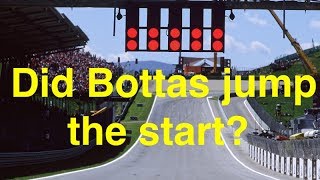 Race Start Analysis Austrian GP 2017 Did Valtteri Bottas Jump the Start [upl. by Eocsor527]