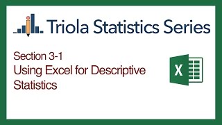 Excel Section 31 Using Excel for Descriptive Statistics [upl. by Dorweiler548]