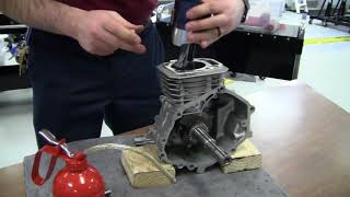 Installing Piston In Small Engine With Ring Compressor [upl. by Nylaf]