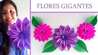 DIY  FLORES gigantes de papel  FLOR para decorar  paper flower  Muy Lindas 🌺 [upl. by Yelad256]