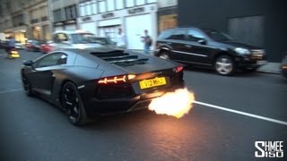 CRAZY FLAMES  Matte Black Lamborghini Aventador [upl. by Haimorej]