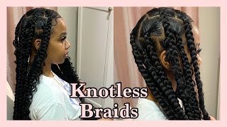 KNOTLESS BOX BRAIDS TUTORIAL  GODDESS BRAIDS [upl. by Inej]