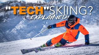 what is tech skiing explained carving mogul skiing and freeride skiing [upl. by Estelle892]