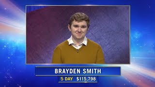 Brayden Smith In Loving Memory  Tournament of Champions 2021  JEOPARDY [upl. by Mikol553]