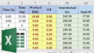 05 Time Sheet in MS Excel  With Salary Slip  Employee Over Time  Employees Payroll  Part 102 [upl. by Alyosha977]