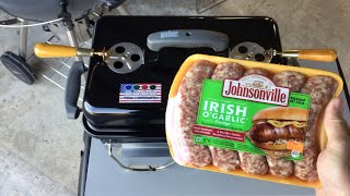 Weber Go Anywhere Charcoal Grill Awesome Indirect Johnsonville Irish O’ Garlic Brats Awesome [upl. by Nivek]