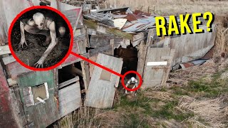 DRONE CATCHES THE RAKE AT HAUNTED ABANDONED BARN HES REAL [upl. by Klarika729]