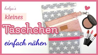 Kleines Täschchen Kosmetiktasche mit Innenfutter einfach nähen [upl. by Atterehs]