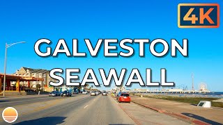 The Galveston Island Seawall in Galveston Texas USA an UltraHD 4K Real Time Driving Tour [upl. by Fleda]