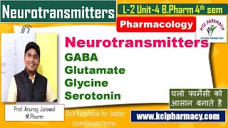 Neurotransmitters  GABA Dopamine Glutamate Glycine  L2 Unit4  PharmacologyI [upl. by Shalne]