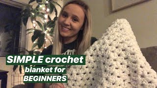 SIMPLE Double Crochet Blanket for Beginners [upl. by Sterrett]