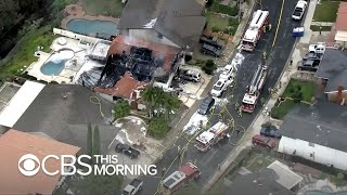 Plane crashes into California family home kills 5 people [upl. by Aibos]