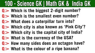 100 Easy India GK  Science GK  Math GK  Science General Knowledge Questions Answers in English [upl. by Sidky]