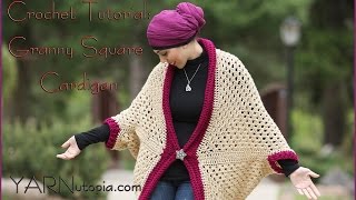 How to Crochet a Granny Square Cocoon Sweater Cardigan [upl. by Gnouh15]