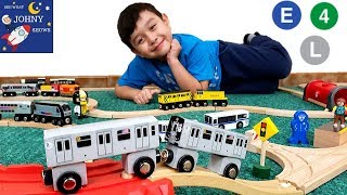 Johny Unboxes New MTA Subway Trains Toy With MTA Wooden Tracks [upl. by Gautea917]