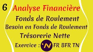 6 Analyse financière  fonds de roulement besoin en fonds de roulement trésorerie nette FR BFR TN [upl. by Licna]