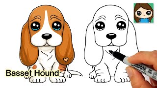 How to Draw a Basset Hound Puppy Dog Easy 🦴❤️ [upl. by Granthem]